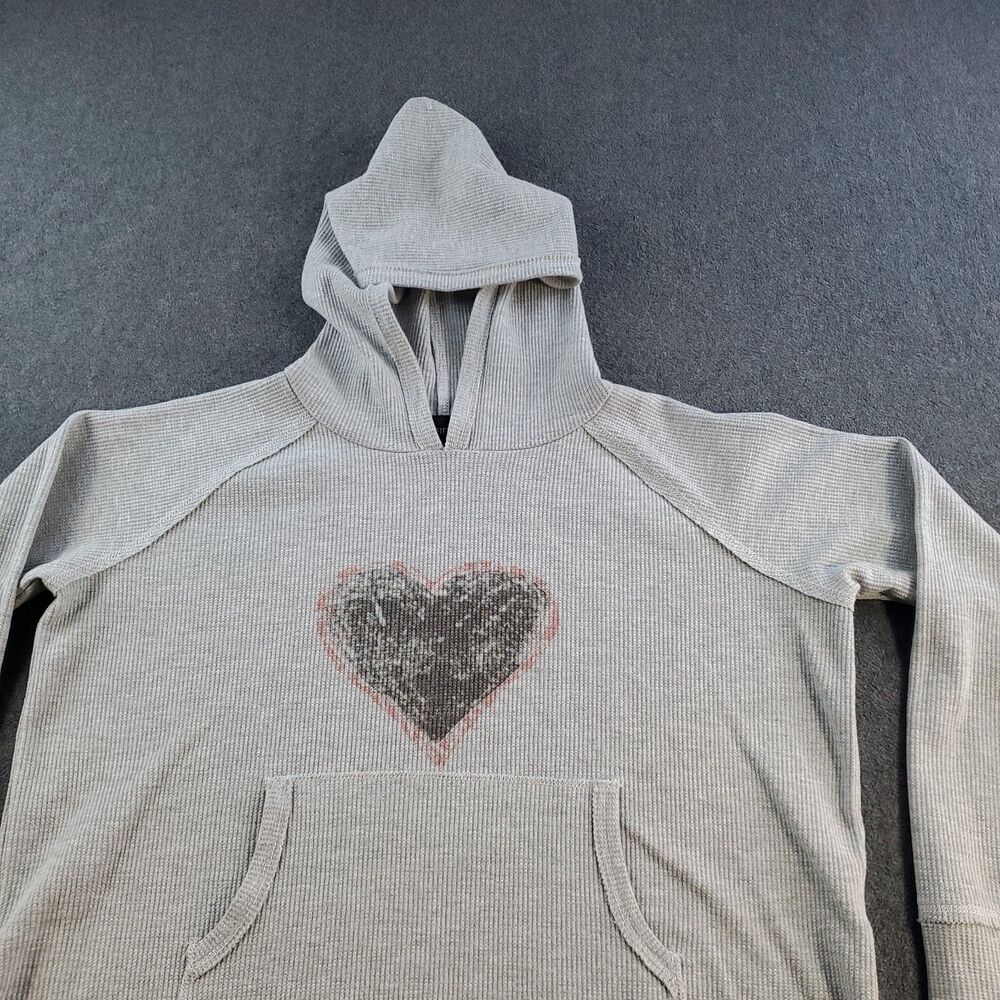 Six/Fifty Heart graphic Hoodie Shirt Womens Size Medium Gray